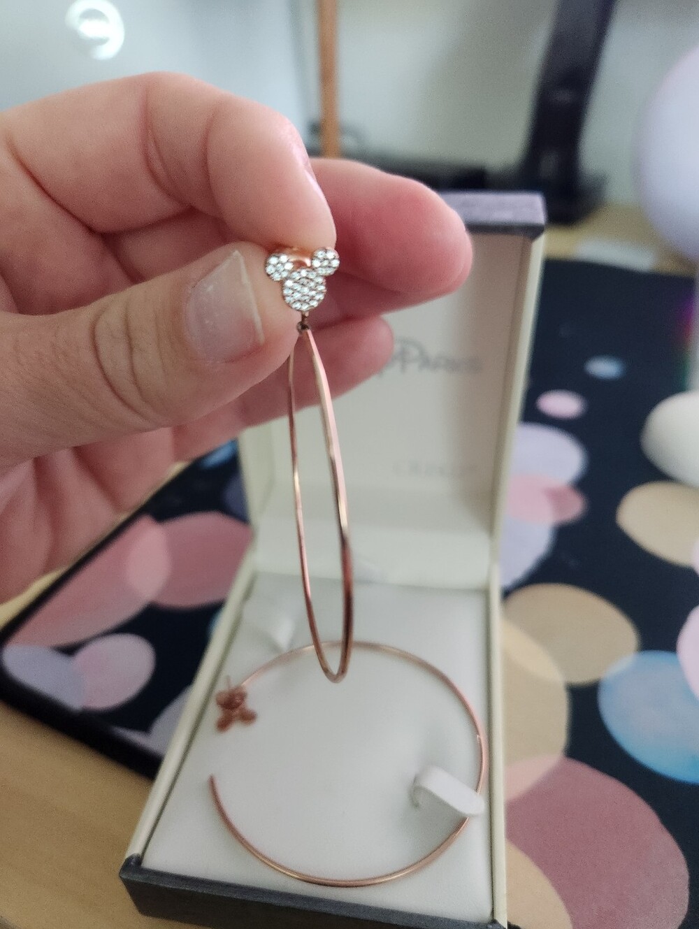 Disney X Crislu Rose Gold Mickey Hoop Earrings